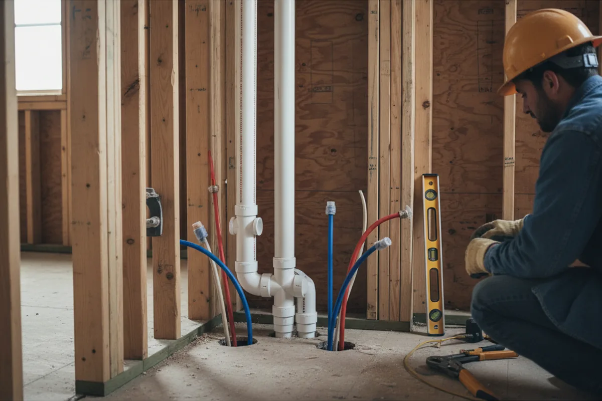 Drain and supply rough-in during Garbage Disposal Repair in Jefferson Valley
